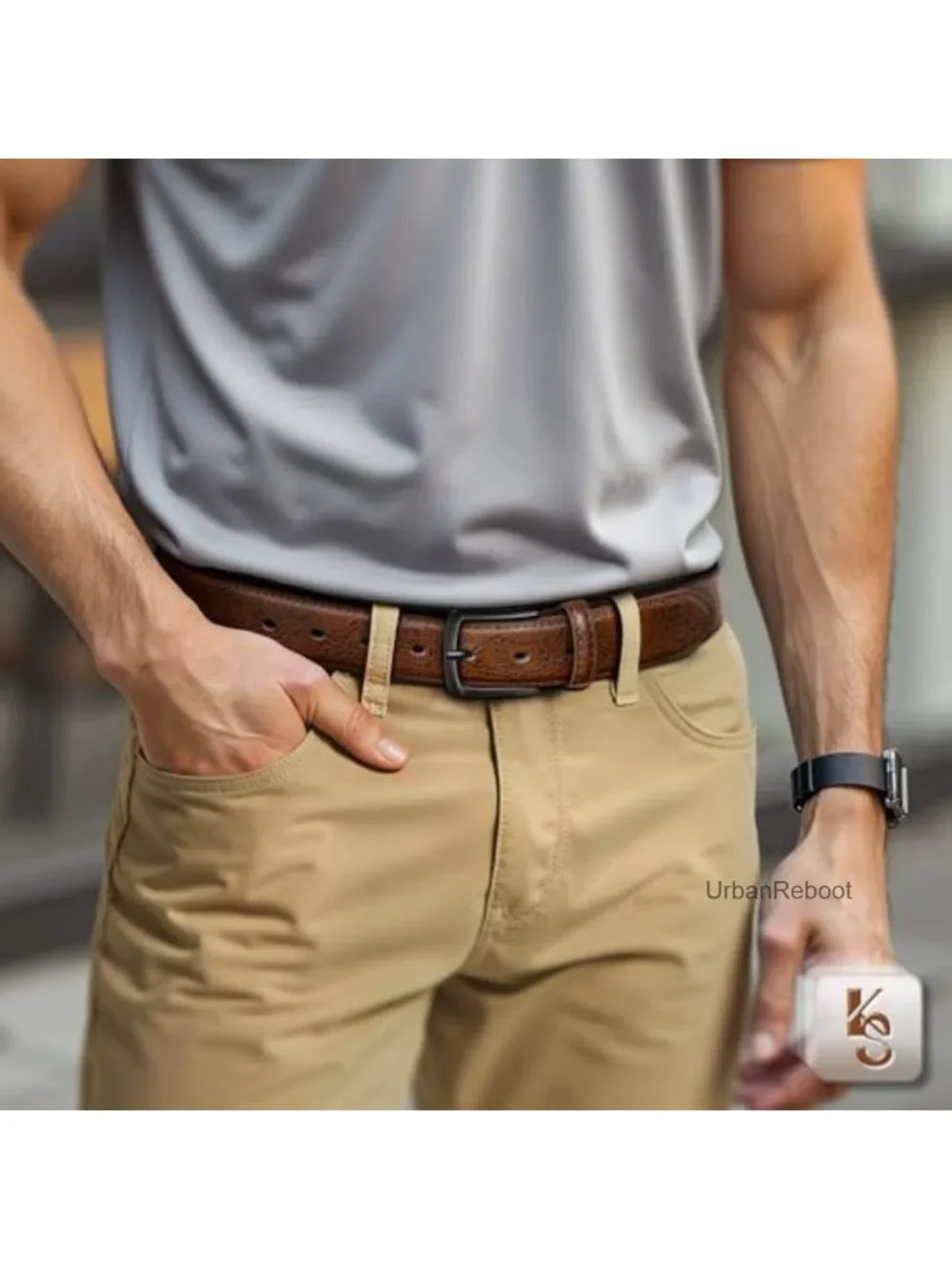 Men's Genuine Leather Grommet Belt 1 3/8